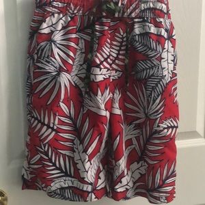 A Red And white bathing suit